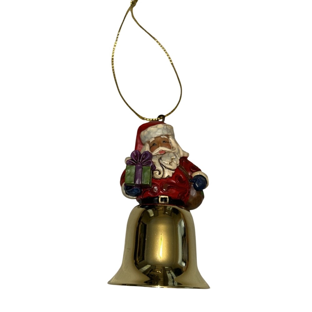 Jim Shore Santa Claus Christmas Ornament Gold Bell Figurine 4 inch